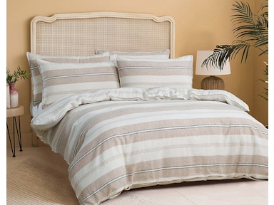 Hallmart Collectibles ベディングエッセンシャルズ オリバー ニュートラル ストライプ 4点 クイーン コンフォーターセット - 2