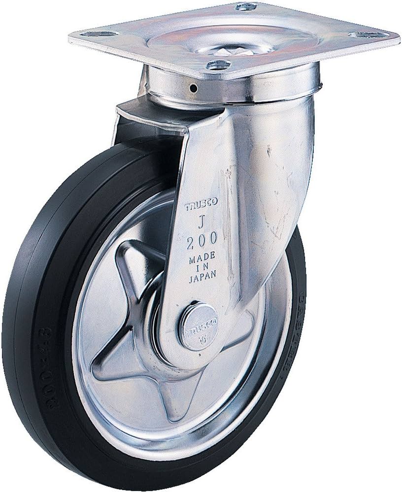 TRUSCO プレス製ゴムキャスター 自在 Φ200 TJ-200