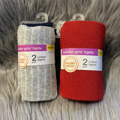 ワンダー・ネイション フット付きコットンタイツ ベビー・トドラー 女の子用 18-36ヶ月 赤